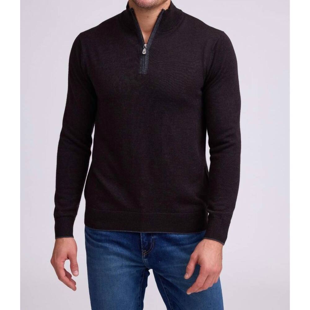 NEW RAFFI palmer mock zip sweater in espresso